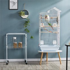 Yaheetech 62.5-in Rolling Large Bird Cage & Detachable Stand, White slide 2 of 9