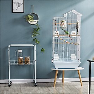 Yaheetech 62.5-in Rolling Large Bird Cage & Detachable Stand, White