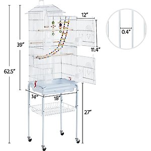 Yaheetech 62.5-in Rolling Large Bird Cage & Detachable Stand, White