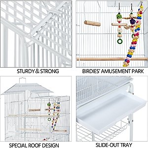 Yaheetech 62.5-in Rolling Large Bird Cage & Detachable Stand, White