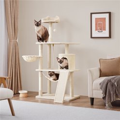 Yaheetech 63.5-in Plush Cat Tree & Condo, Beige