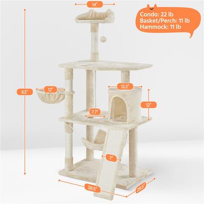 Show full view: Yaheetech 63.5-in Plush Cat Tree & Condo, Beige slide 3 of 8