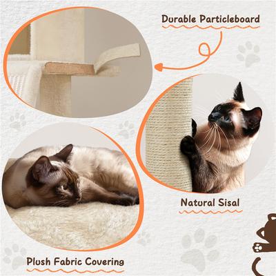 Show full view: Yaheetech 63.5-in Plush Cat Tree & Condo, Beige slide 5 of 8