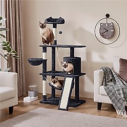 Yaheetech 63.5-in Plush Cat Tree & Condo, Black