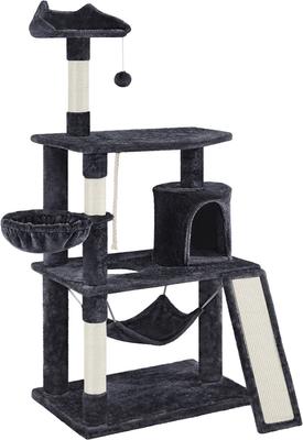 Show full view: Yaheetech 63.5-in Plush Cat Tree & Condo, Black slide 2 of 8