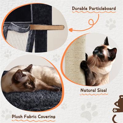 Show full view: Yaheetech 63.5-in Plush Cat Tree & Condo, Black slide 5 of 8