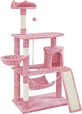 Show full view: Yaheetech 63.5-in Plush Cat Tree & Condo, Pink slide 2 of 8
