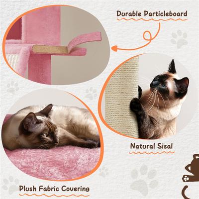 Show full view: Yaheetech 63.5-in Plush Cat Tree & Condo, Pink slide 5 of 8