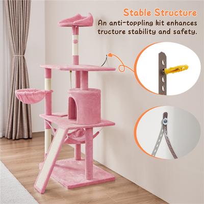 Show full view: Yaheetech 63.5-in Plush Cat Tree & Condo, Pink slide 6 of 8