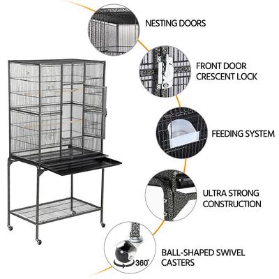 Show full view: Yaheetech 63-in Metal Parrot Cage with Detachable Rolling Stand slide 5 of 11