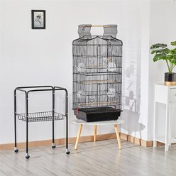 Yaheetech 64-in Open Top Metal Parrot Cage with Detachable Rolling Stand, Black slide 2 of 8