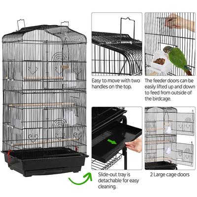Show full view: Yaheetech 64-in Open Top Metal Parrot Cage with Detachable Rolling Stand, Black slide 6 of 10