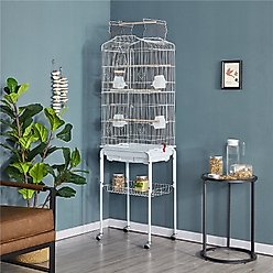 Yaheetech 64-in Open Top Metal Parrot Cage with Detachable Rolling Stand, White