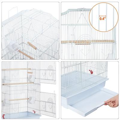Show full view: Yaheetech 64-in Open Top Metal Parrot Cage with Detachable Rolling Stand, White slide 4 of 11