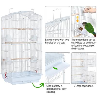 Show full view: Yaheetech 64-in Open Top Metal Parrot Cage with Detachable Rolling Stand, White slide 6 of 11