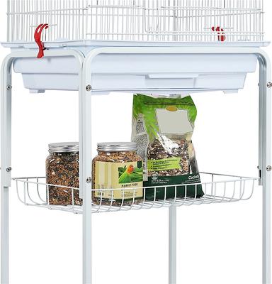 Show full view: Yaheetech 64-in Open Top Metal Parrot Cage with Detachable Rolling Stand, White slide 9 of 11