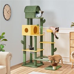 Yaheetech 68.5-in Oasis-Themed Cat Tree, Green/Yellow