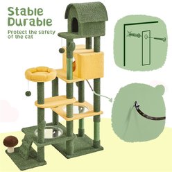 Yaheetech 68.5-in Oasis-Themed Cat Tree, Green/Yellow slide 2 of 7