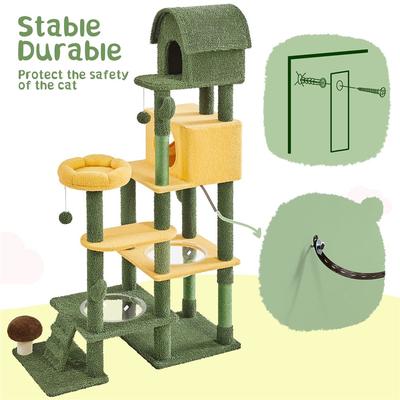 Show full view: Yaheetech 68.5-in Oasis-Themed Cat Tree, Green/Yellow slide 7 of 8