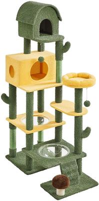 Show full view: Yaheetech 68.5-in Oasis-Themed Cat Tree, Green/Yellow slide 2 of 8