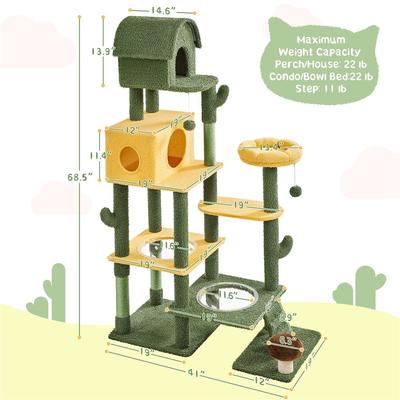 Show full view: Yaheetech 68.5-in Oasis-Themed Cat Tree, Green/Yellow slide 3 of 8