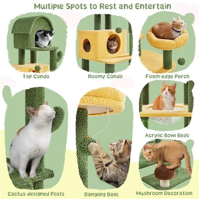 Show full view: Yaheetech 68.5-in Oasis-Themed Cat Tree, Green/Yellow slide 4 of 8
