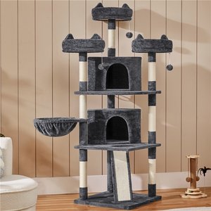 Yaheetech 69-in Plush Cat Tower, Dark Gray
