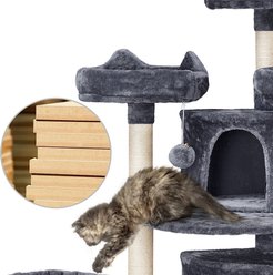 Yaheetech 69-in Plush Cat Tower, Dark Gray slide 2 of 9