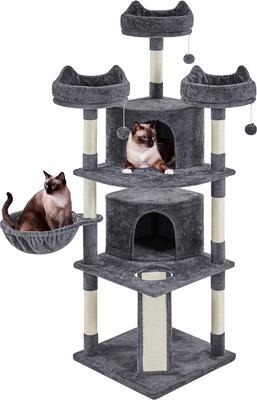 Show full view: Yaheetech 69-in Plush Cat Tower, Dark Gray slide 2 of 10