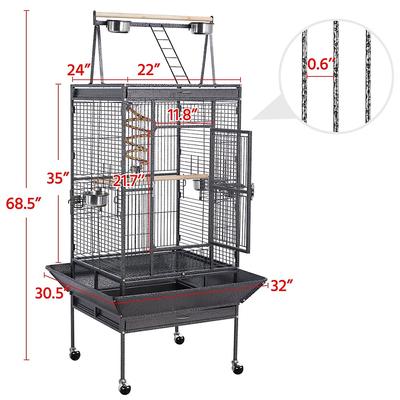 Show full view: Yaheetech 68.5-in Rolling Bird Cage & Playtop, Hammertone Black slide 3 of 9