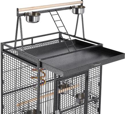 Show full view: Yaheetech 68.5-in Rolling Bird Cage & Playtop, Hammertone Black slide 5 of 9