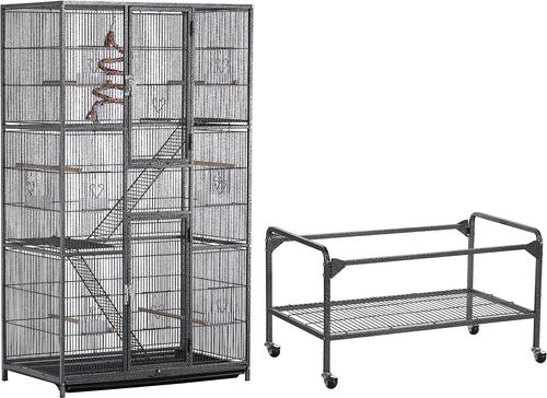 Show full view: Yaheetech 69-in Parrot Cage with Detachable Stand, Black slide 2 of 11