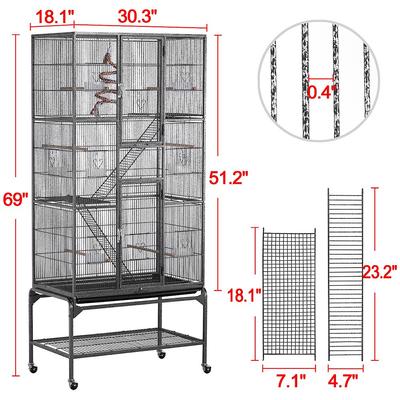 Show full view: Yaheetech 69-in Parrot Cage with Detachable Stand, Black slide 3 of 11