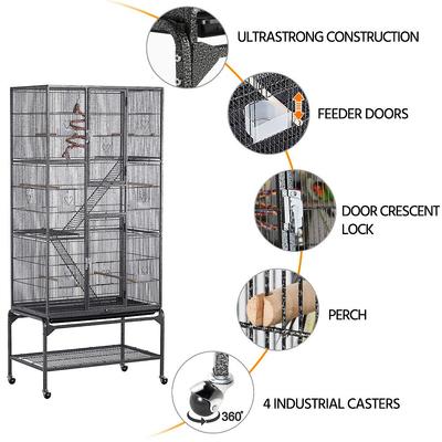 Show full view: Yaheetech 69-in Parrot Cage with Detachable Stand, Black slide 4 of 11