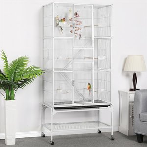 Yaheetech 69-in Parrot Cage with Detachable Stand, White
