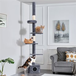 Yaheetech 7.4 to 8.7-ft Floor-to-Ceiling Cat Tree, Dark Gray