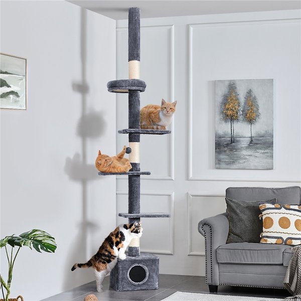 PawHut 8.5-ft Adjustable Height Floor-To-Ceiling Cat Tree