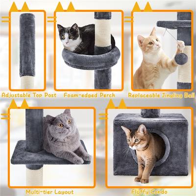 Show full view: Yaheetech 7.4 to 8.7-ft Floor-to-Ceiling Cat Tree, Dark Gray slide 4 of 7