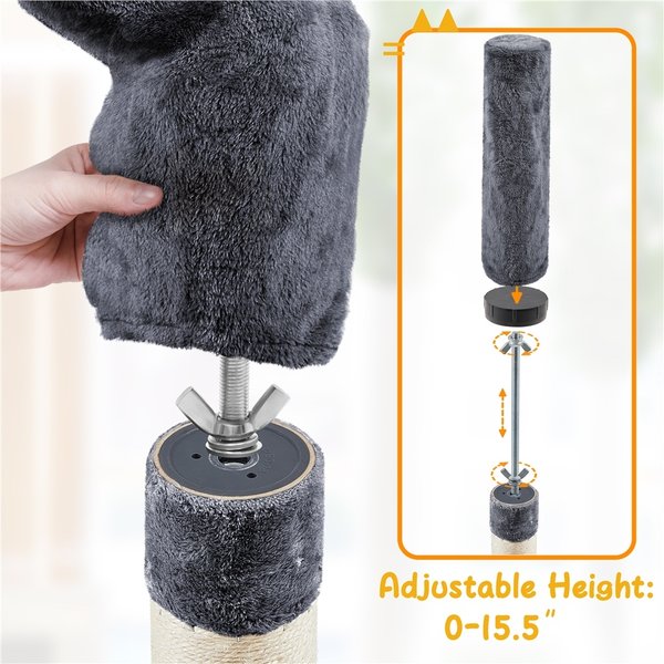 Yaheetech 7.4 to 8.7-ft Floor-to-Ceiling Cat Tree, Dark Gray