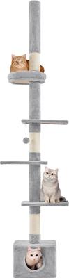Show full view: Yaheetech 7.4 to 8.7-ft Floor-to-Ceiling Cat Tree, Light Gray slide 2 of 7
