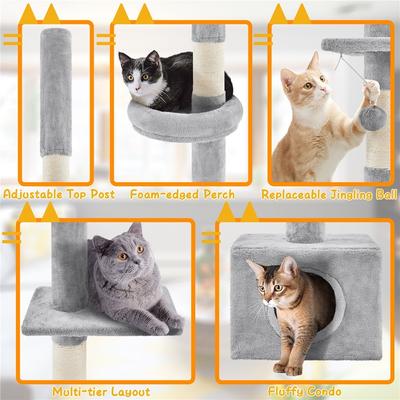 Show full view: Yaheetech 7.4 to 8.7-ft Floor-to-Ceiling Cat Tree, Light Gray slide 4 of 7