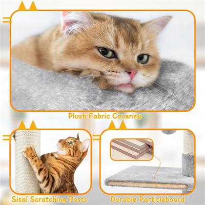 Show full view: Yaheetech 7.4 to 8.7-ft Floor-to-Ceiling Cat Tree, Light Gray slide 5 of 7