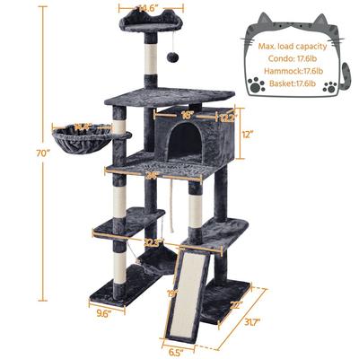 Show full view: Yaheetech 70-in Cat Tree Condo, Dark Gray slide 2 of 10