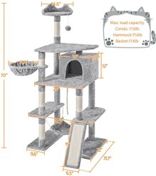 Yaheetech 70-in Cat Tree Condo, Light Gray slide 2 of 9