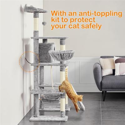 Show full view: Yaheetech 70-in Cat Tree Condo, Light Gray slide 9 of 10