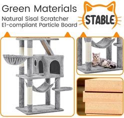 Yaheetech 71.5-in Tree with 2 Cozy Perches Cat Tree, Large, Light Gray slide 2 of 6