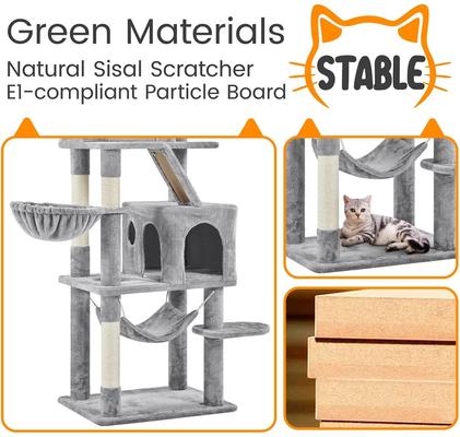 Show full view: Yaheetech 71.5-in Tree with 2 Cozy Perches Cat Tree, Large, Light Gray slide 6 of 7