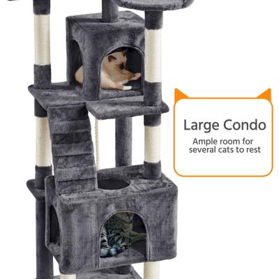 Show full view: Yaheetech 72-in Plush Cat Tree & Condo, Dark Gray slide 7 of 10