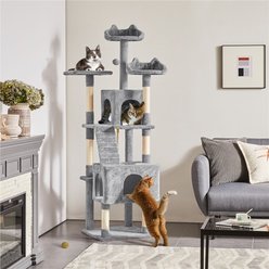 Yaheetech 72-in Plush Cat Tree & Condo, Light Gray