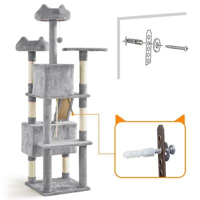 Show full view: Yaheetech 72-in Plush Cat Tree & Condo, Light Gray slide 8 of 9